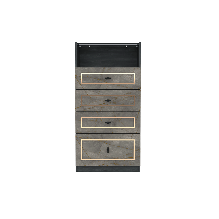 ตู้ลิ้นชัก 4 ลิ้นชัก WISDOM DESIGN FURNITURE GDW-601 60 ซม. สีแอชเกรย์/บราวน์มาร์เบิ้ล